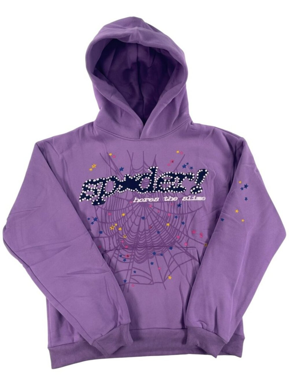 Sp5der Lavender Hoodie Purple Spider Polka Dot Logo & Star Details Sz Medium NEW